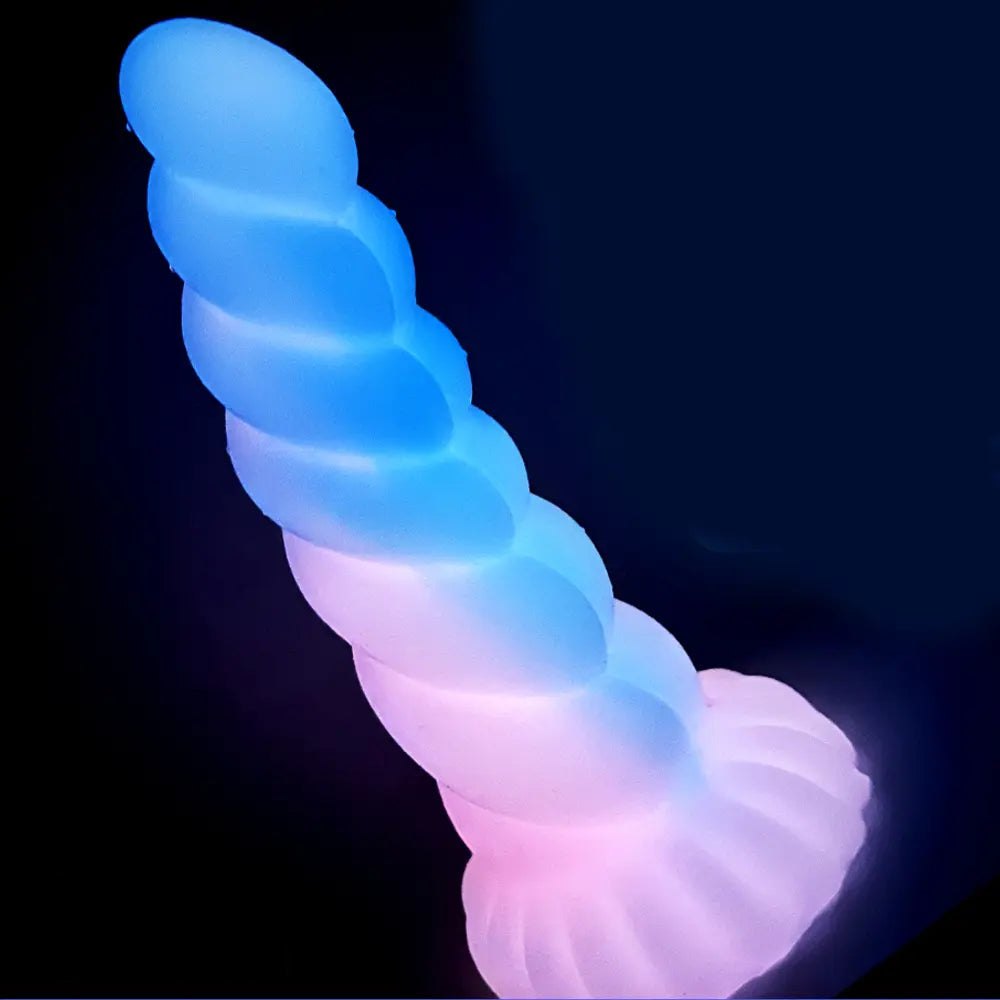 Spiral tentacle silicone fantasy dildo with glow finish, photo 14