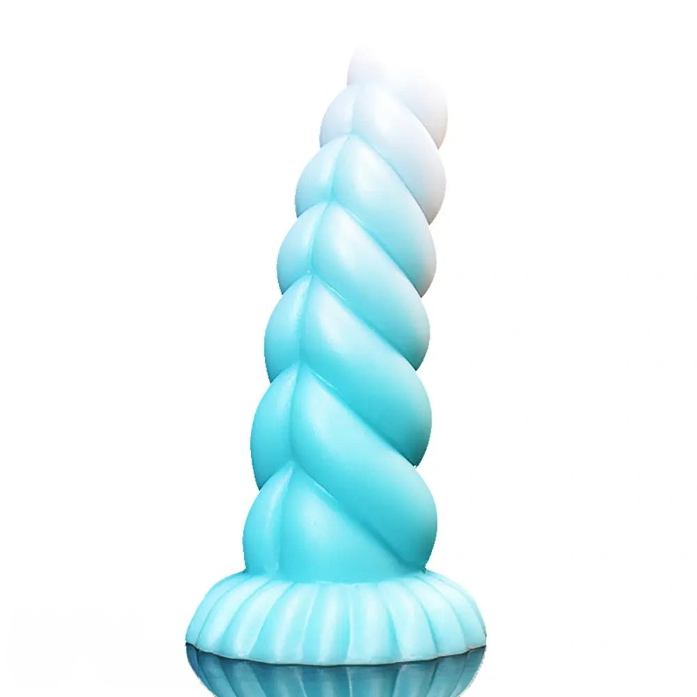 Spiral tentacle silicone fantasy dildo with glow finish, photo 2