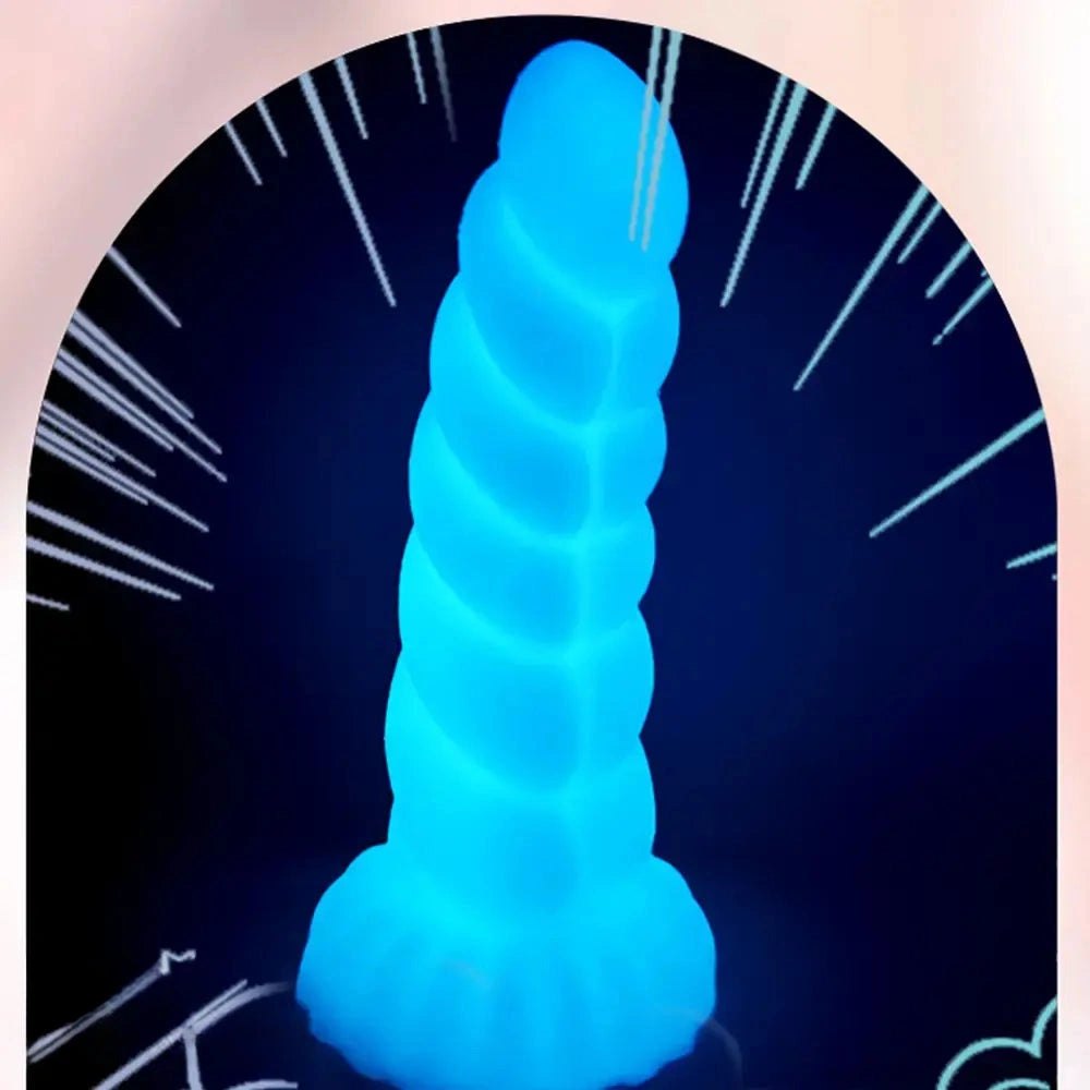 Spiral tentacle silicone fantasy dildo with glow finish, photo 5
