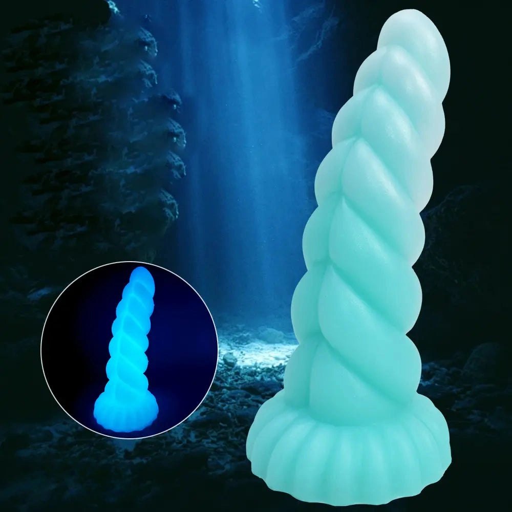 Spiral tentacle silicone fantasy dildo with glow finish, photo 8