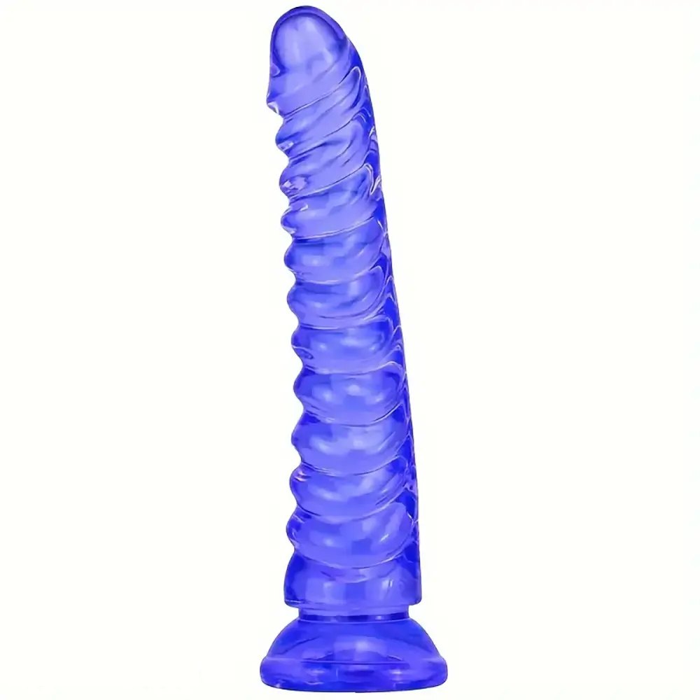 Spiral ridged textured suction cup dildo, photo 1