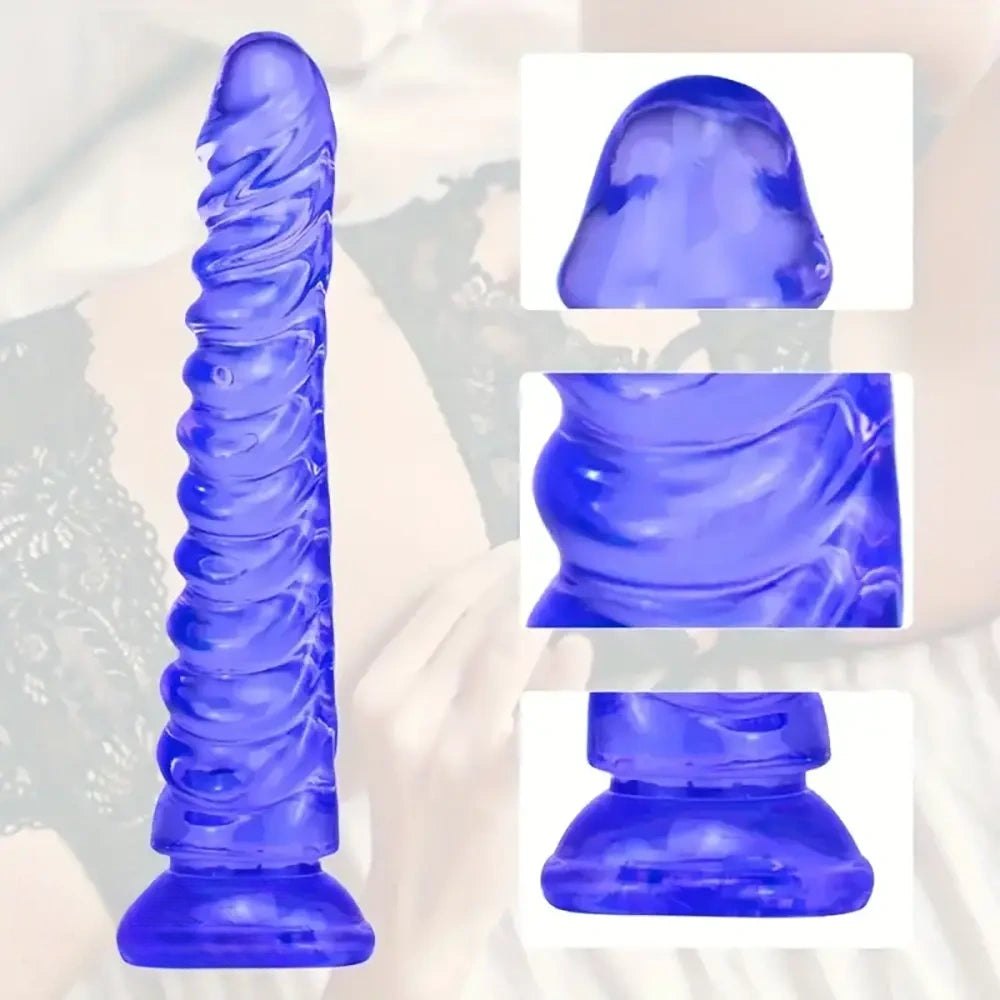 Spiral ridged textured suction cup dildo, photo 3