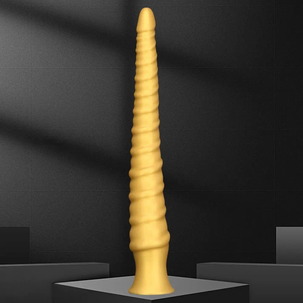 Gold spiral thread fantasy dildo, photo 1