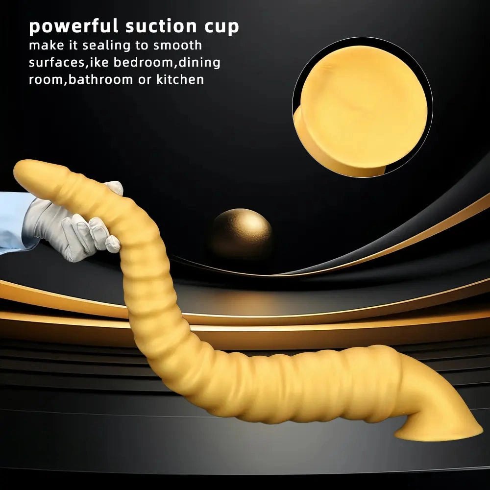 Gold spiral thread fantasy dildo, photo 4