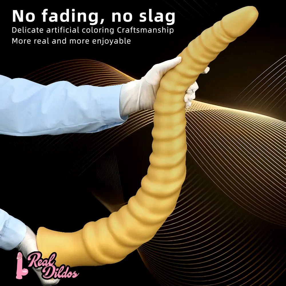 Gold spiral thread fantasy dildo, photo 6