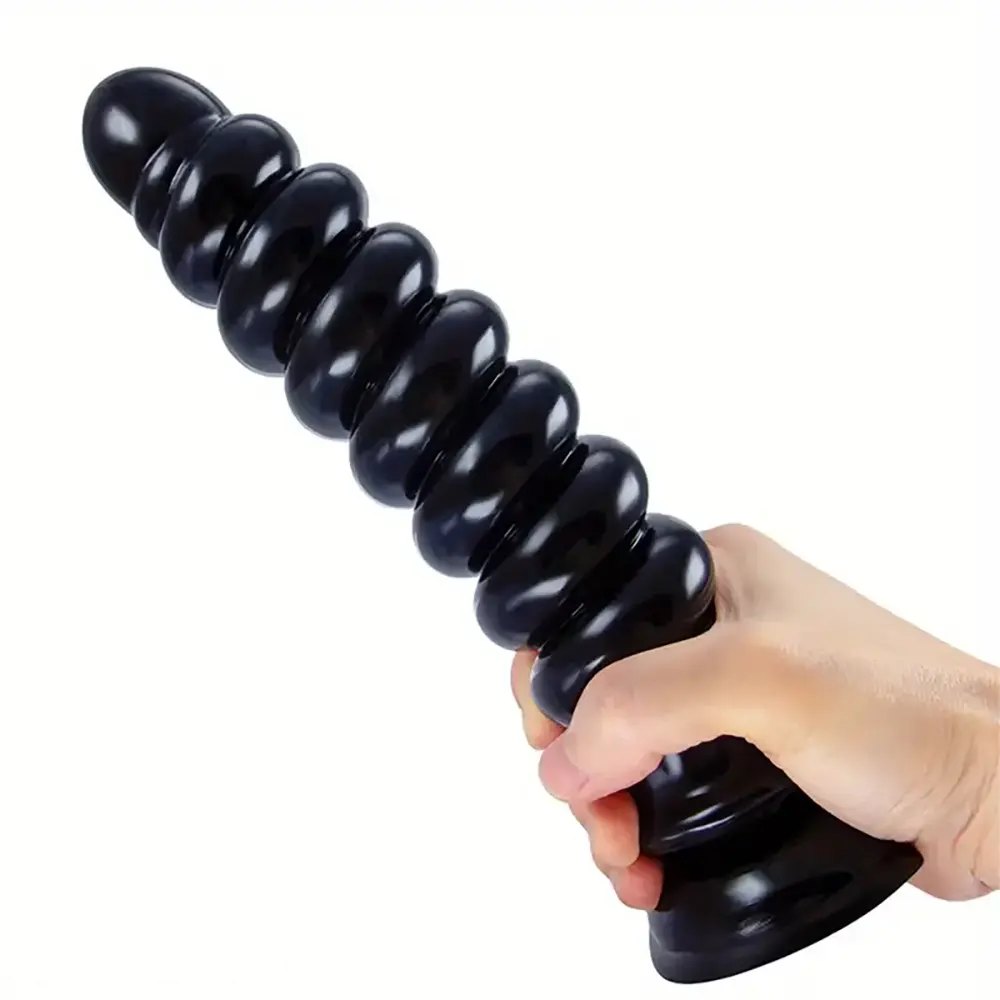 Spiral ribbed anal dildo with suction cup base, photo 11
