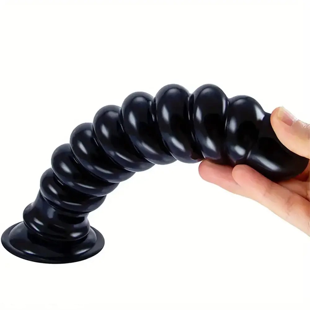 Spiral ribbed anal dildo with suction cup base, photo 12