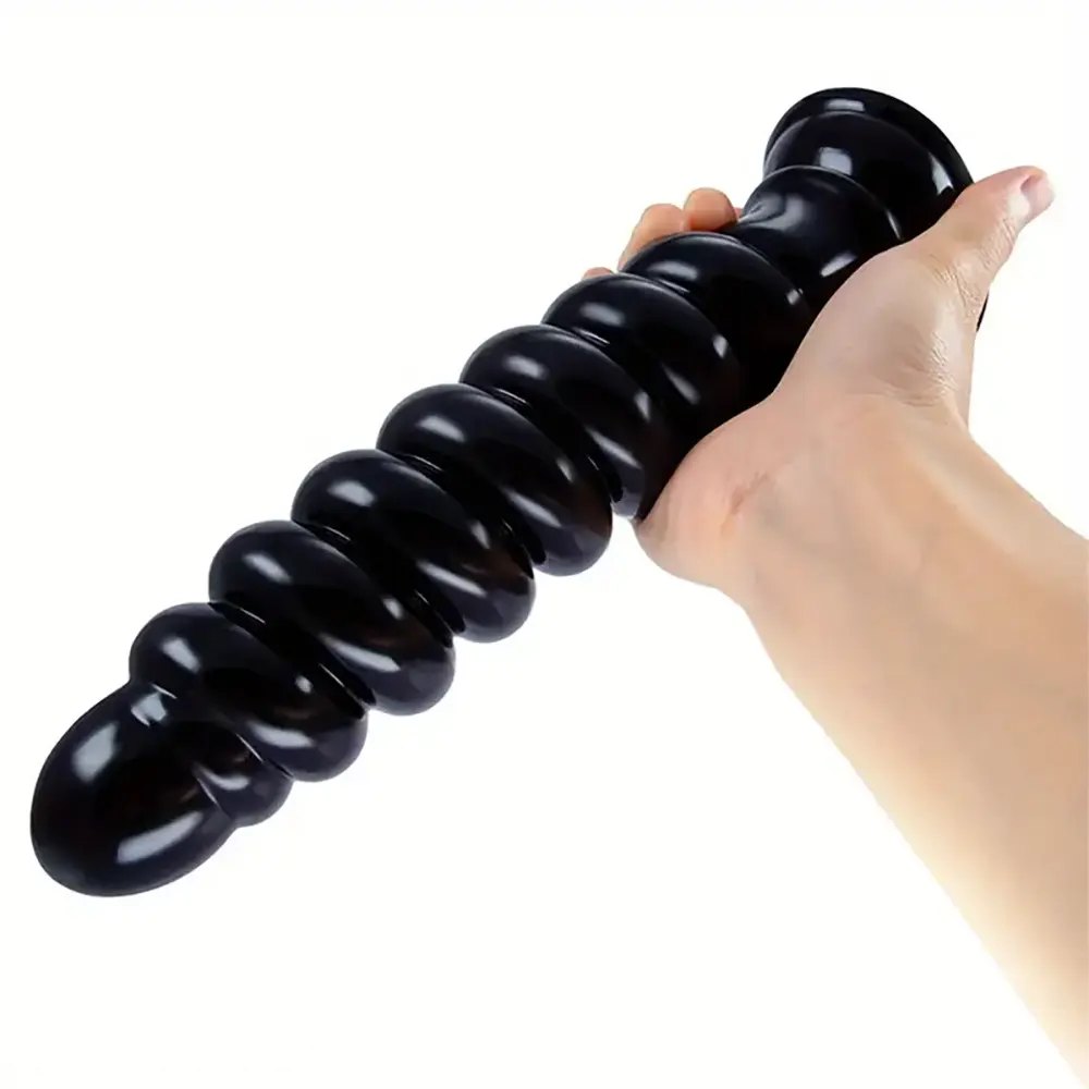 Spiral ribbed anal dildo with suction cup base, photo 5