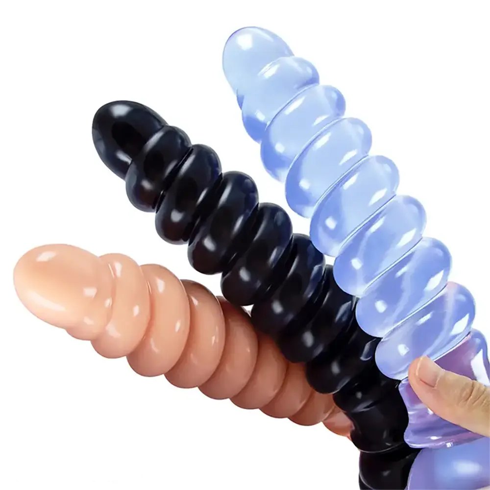 Spiral ribbed anal dildo with suction cup base, photo 6