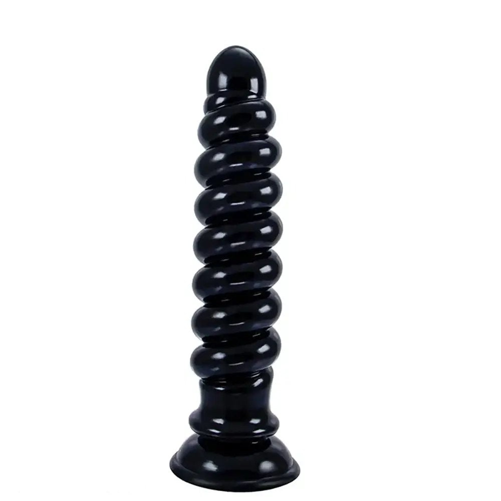 Spiral ribbed anal dildo with suction cup base, photo 7