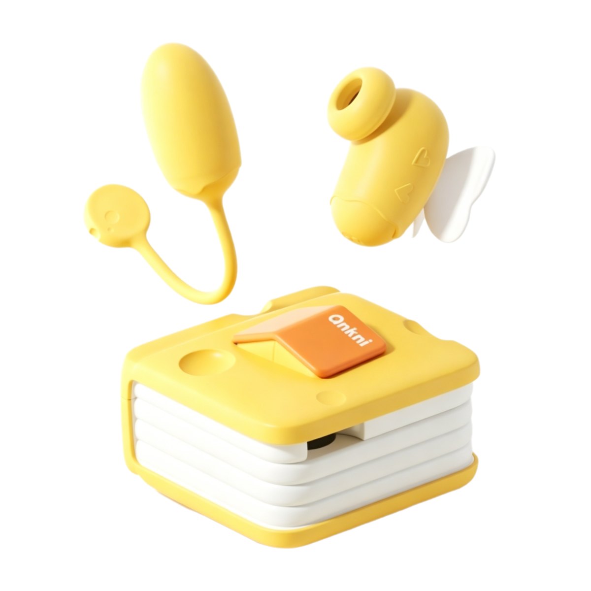 Yellow detachable suction and vibration massager, photo 1
