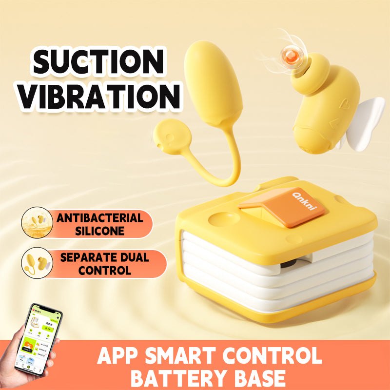Yellow detachable suction and vibration massager, photo 2