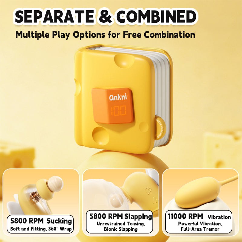 Yellow detachable suction and vibration massager, photo 3