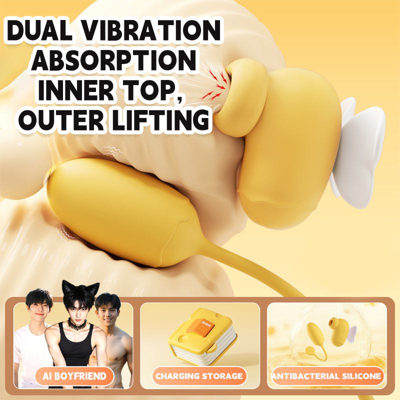 Yellow detachable suction and vibration massager, photo 4