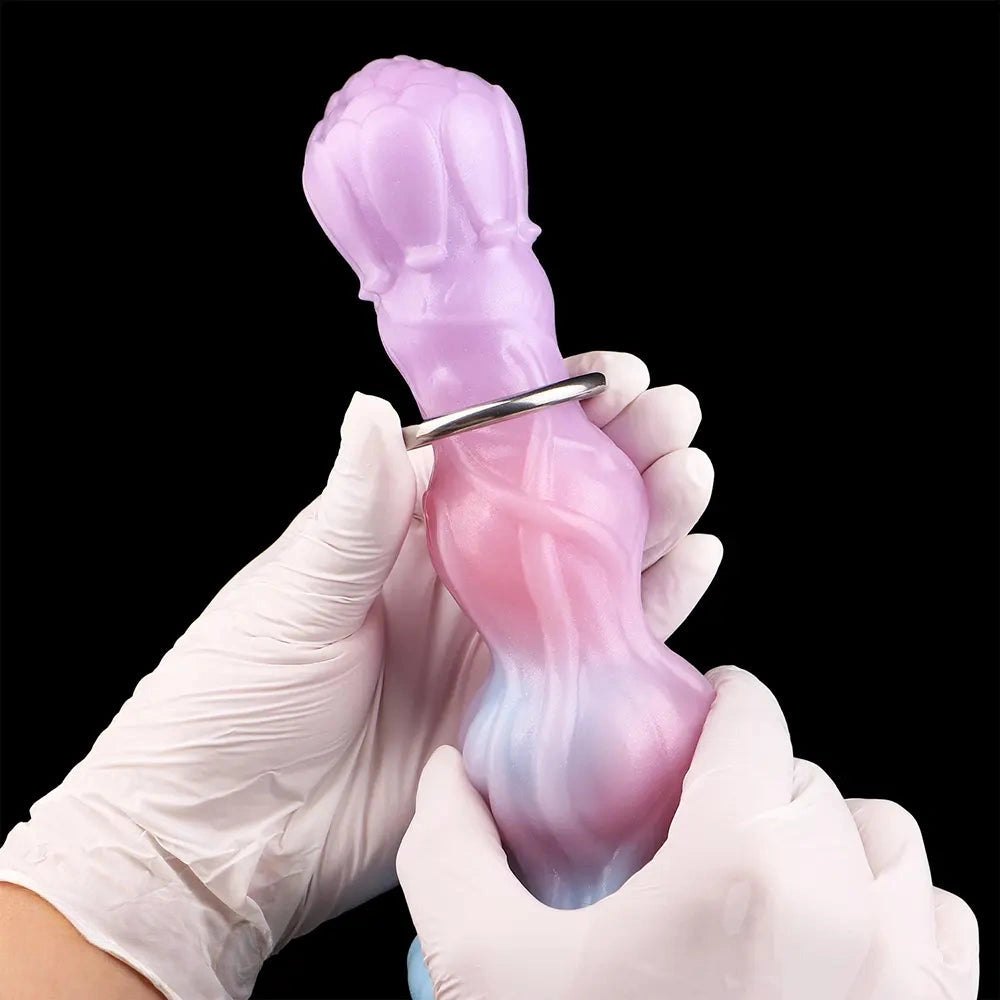 Mixed color realistic dildo with fill tube, photo 3