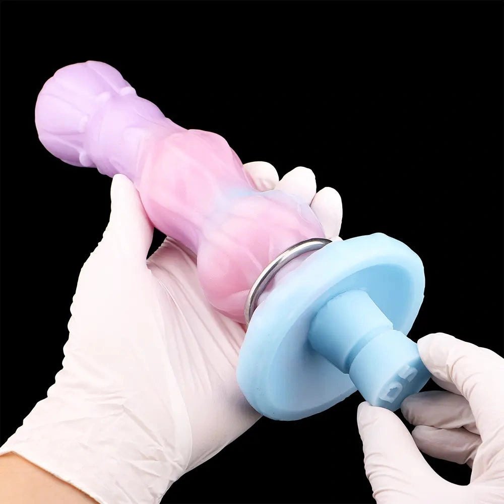 Mixed color realistic dildo with fill tube, photo 5