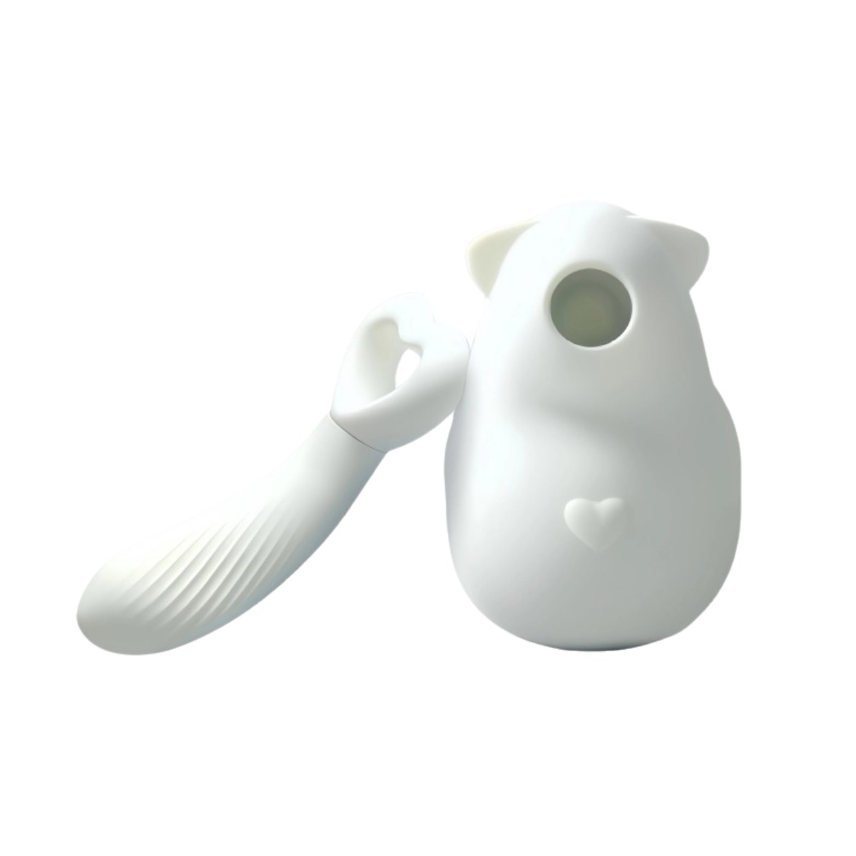 white squirrel-shaped 2-in-1 heated suction and vibrating wand