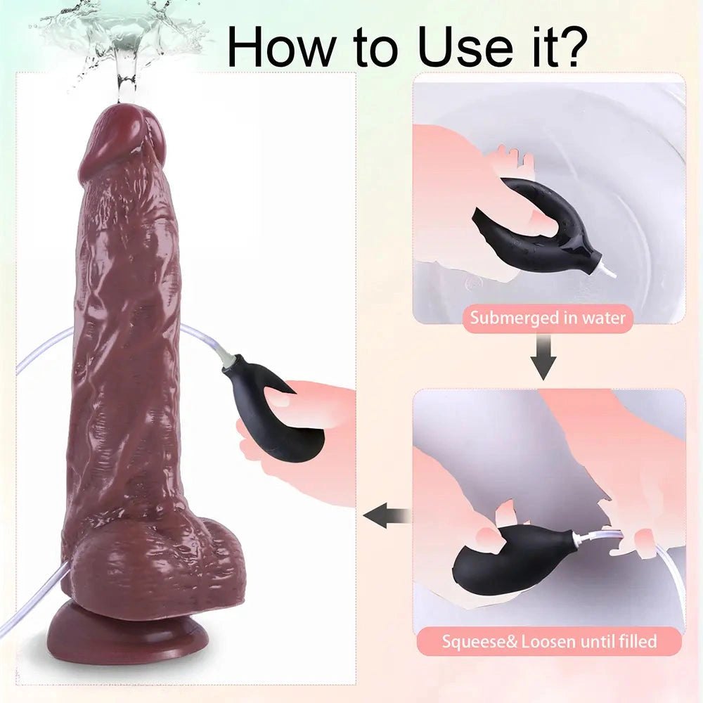 Tone squirting dildo with pump bulb, photo 12