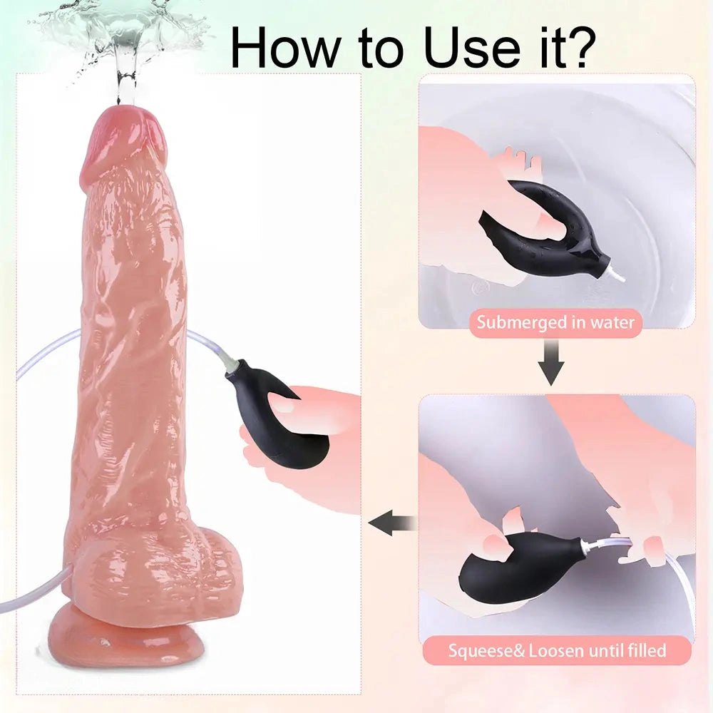 Tone squirting dildo with pump bulb, photo 4