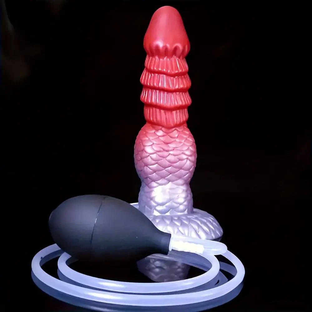Red and white dragon fantasy dildo, photo 1