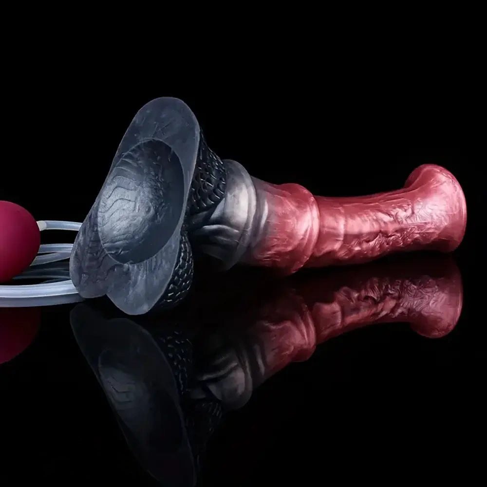 Mixed color fantasy animal dildo with squirting bulb, photo 2