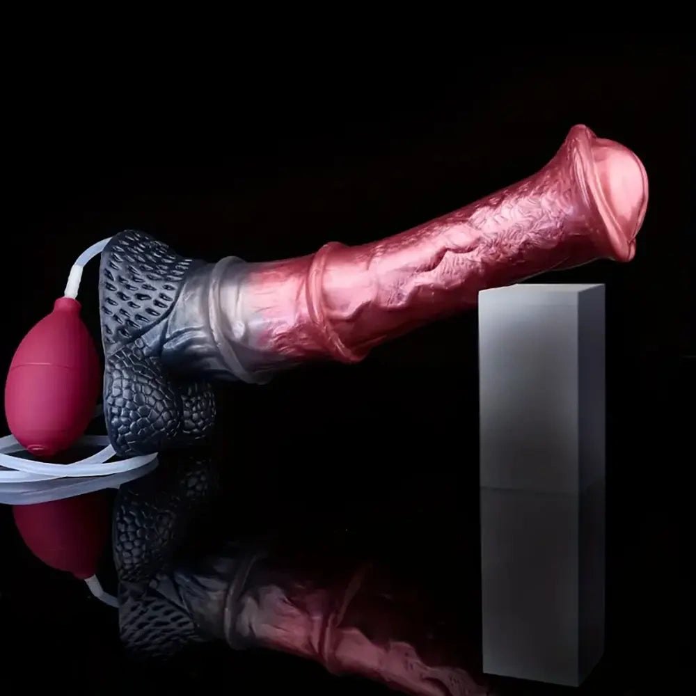 Mixed color fantasy animal dildo with squirting bulb, photo 4