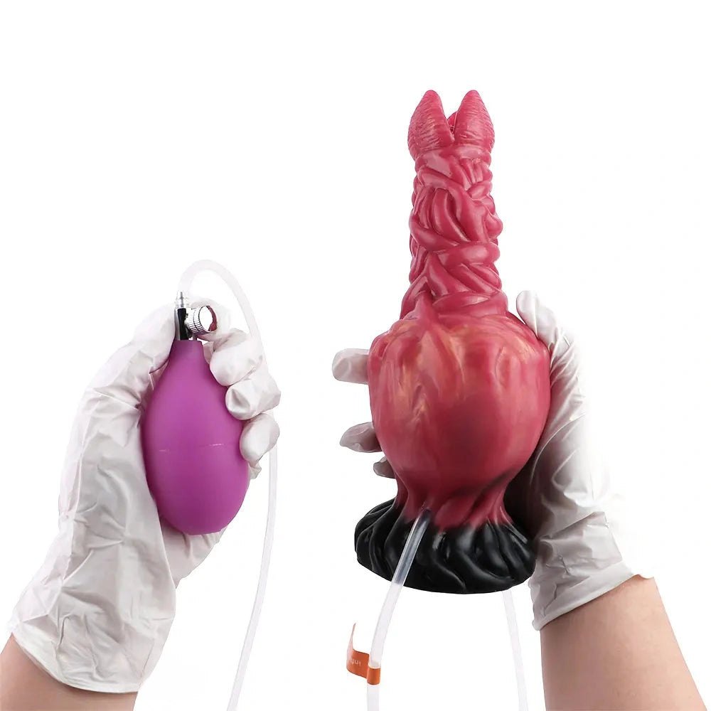 Red ropelike texture fantasy dildo with suction base, photo 10