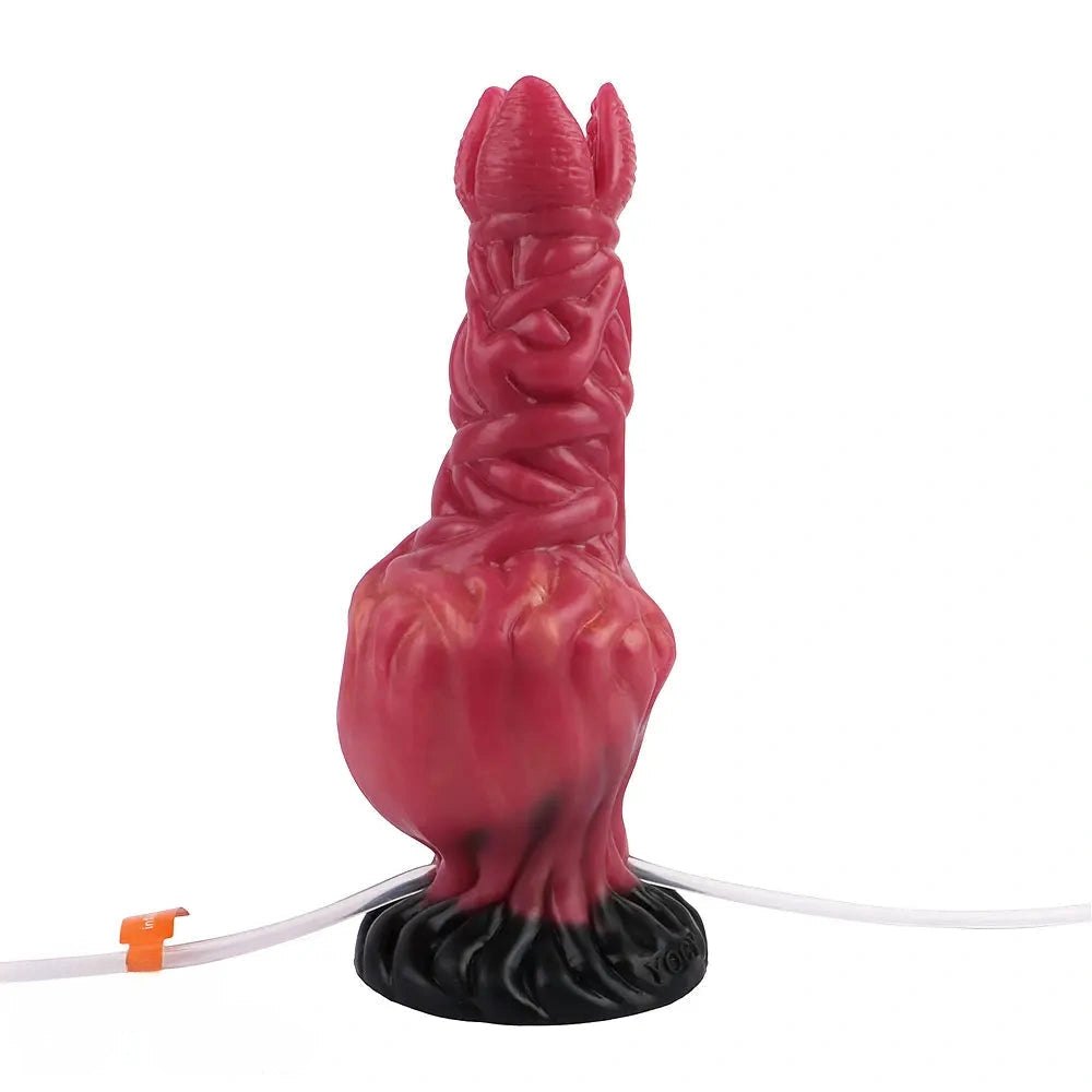 Red ropelike texture fantasy dildo with suction base, photo 2
