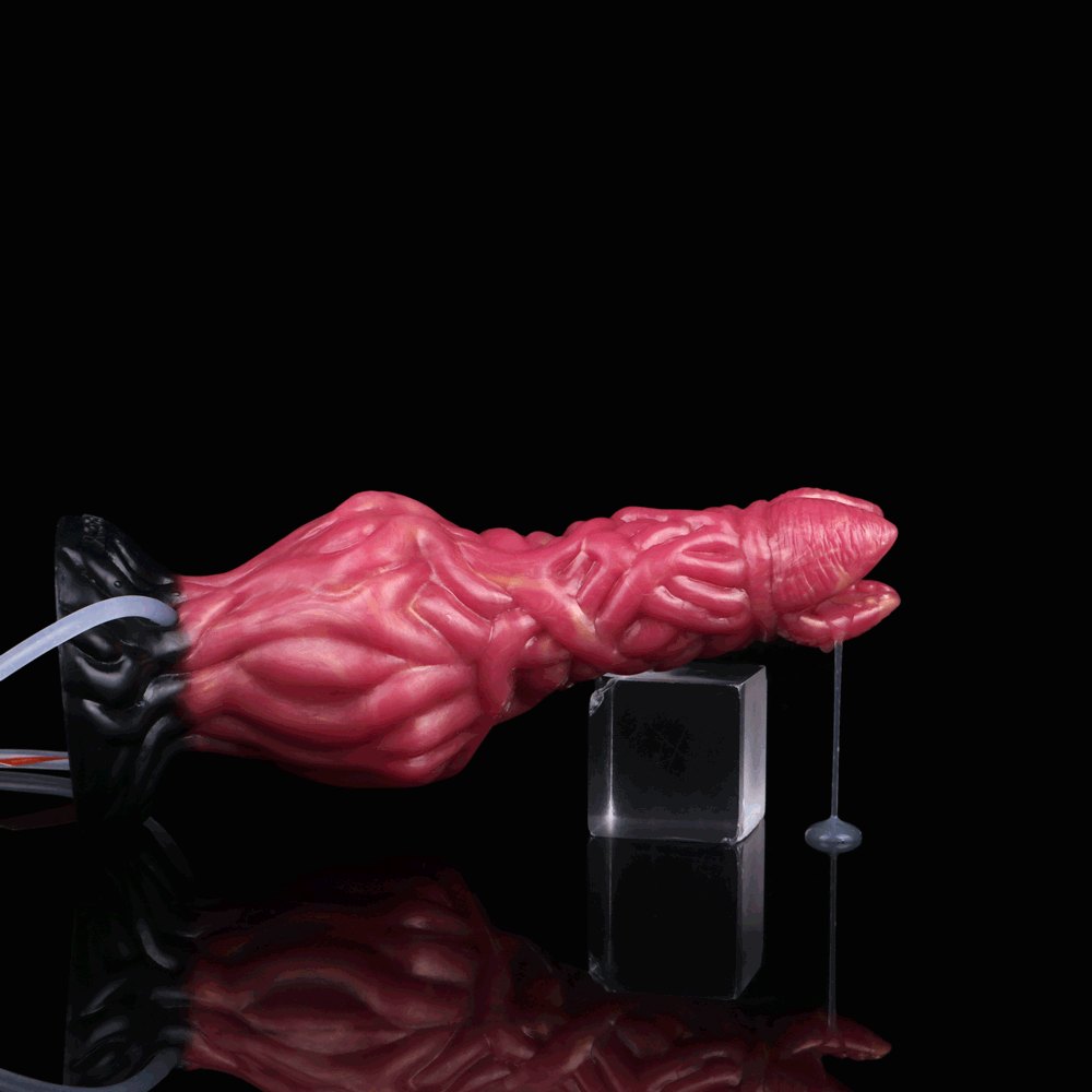 Red ropelike texture fantasy dildo with suction base, photo 5