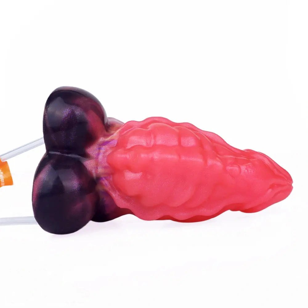 Red textured squirting fantasy silicone dildo, photo 13
