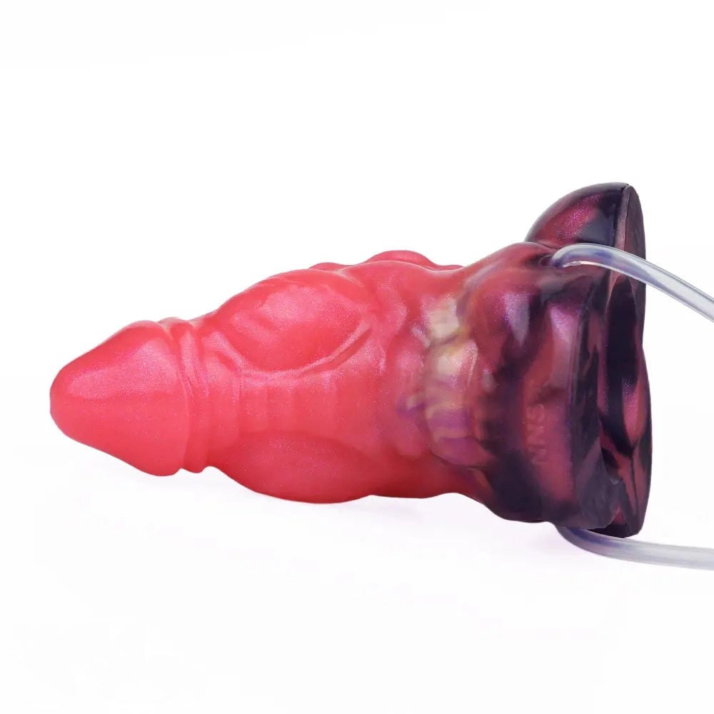 Red textured squirting fantasy silicone dildo, photo 14
