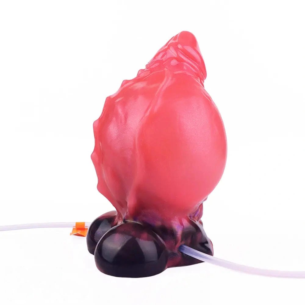 Red textured squirting fantasy silicone dildo, photo 5