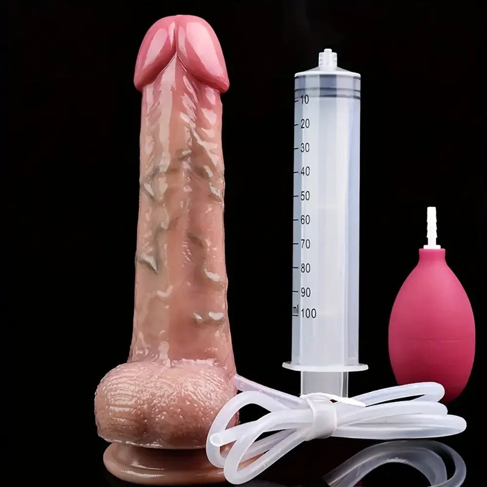 Flesh tone squirting g-spot silicone dildo, photo 2
