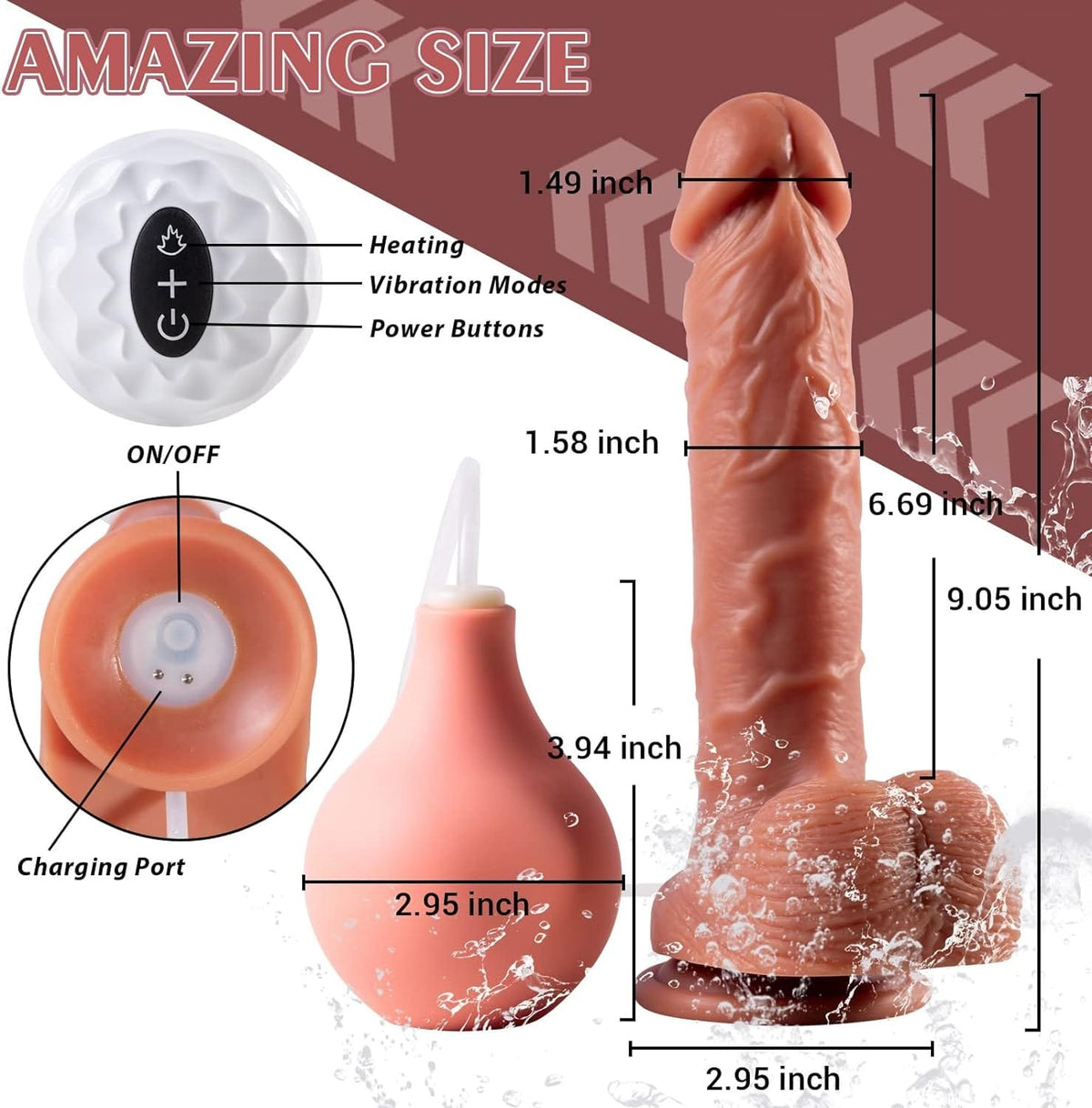 Tan realistic silicone squirting dildo, photo 6