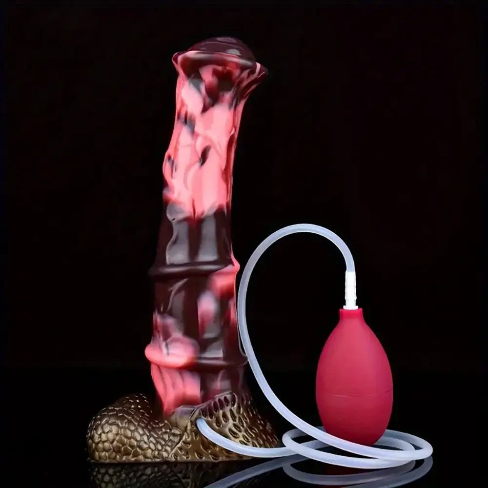 Horse-style fantasy silicone dildo with squirting bulb, photo 1