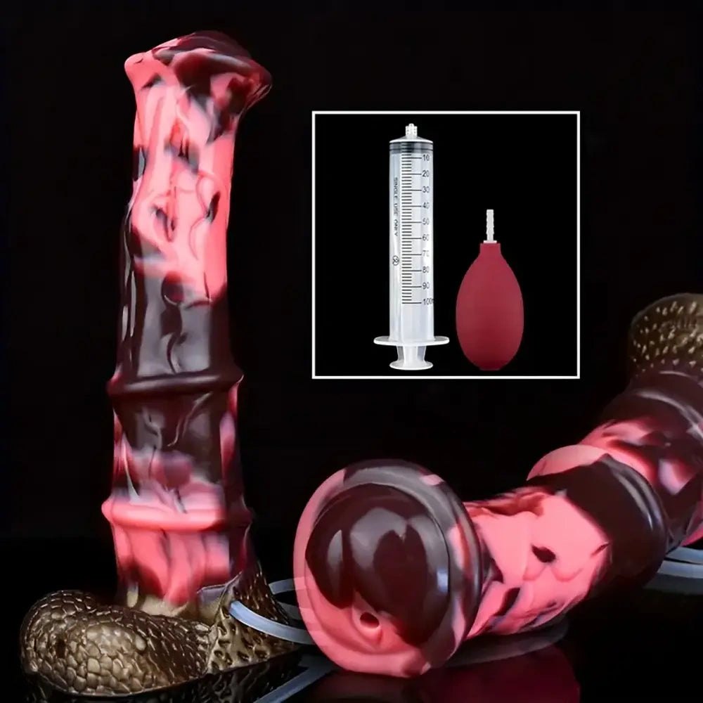 Horse-style fantasy silicone dildo with squirting bulb, photo 11