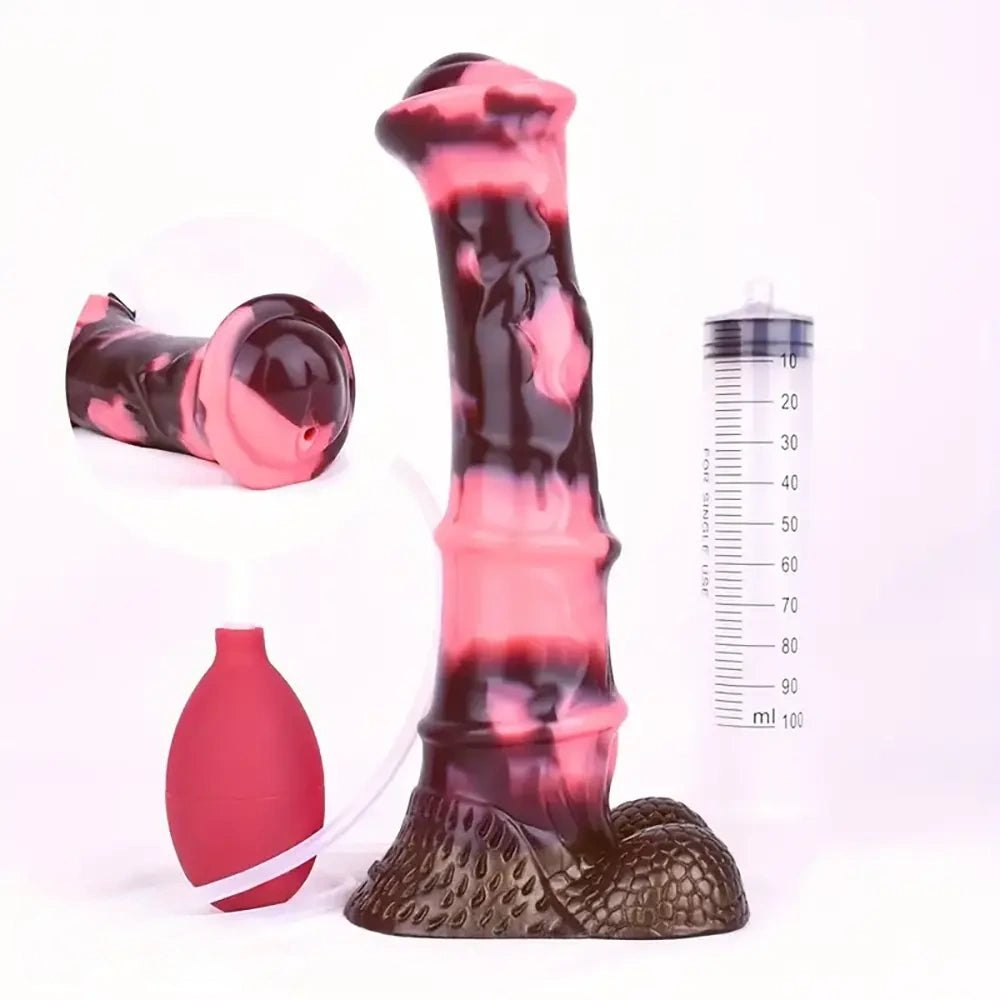 Horse-style fantasy silicone dildo with squirting bulb, photo 15
