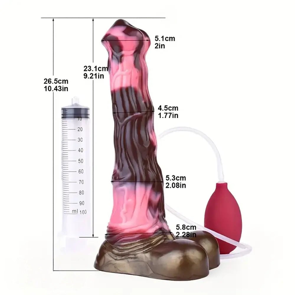 Horse-style fantasy silicone dildo with squirting bulb, photo 16