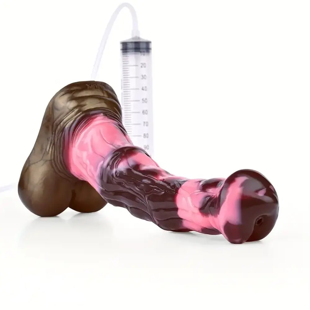 Horse-style fantasy silicone dildo with squirting bulb, photo 5