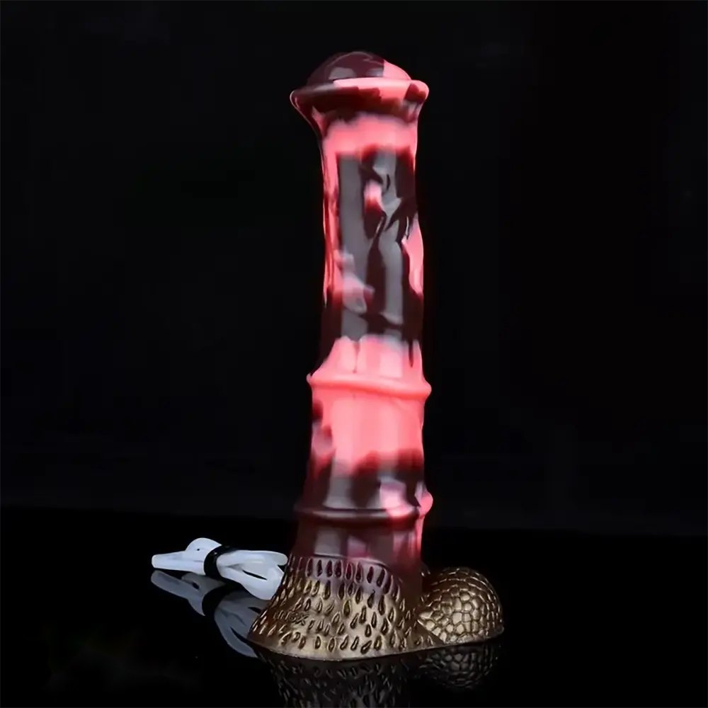 Horse-style fantasy silicone dildo with squirting bulb, photo 9