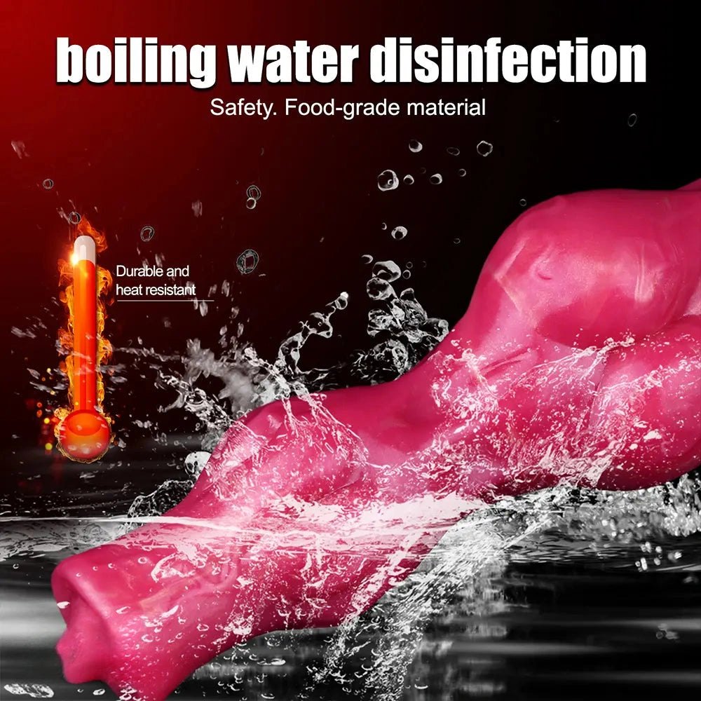 Red silicone squirting knot fantasy dildo, photo 11
