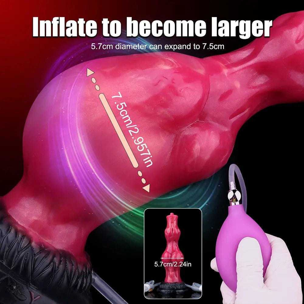 Red silicone squirting knot fantasy dildo, photo 6