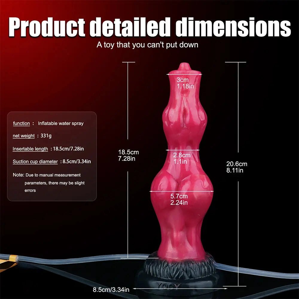Red silicone squirting knot fantasy dildo, photo 9