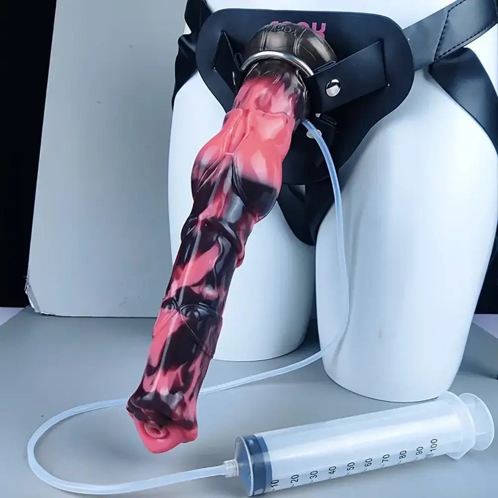 Pink and black knot strap-on dildo, photo 1