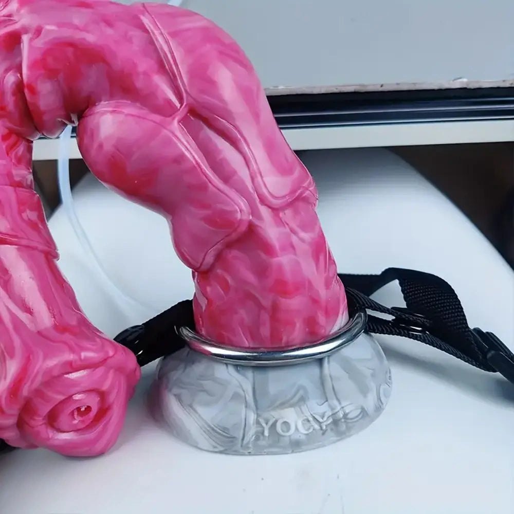 Pink and black knot strap-on dildo, photo 13