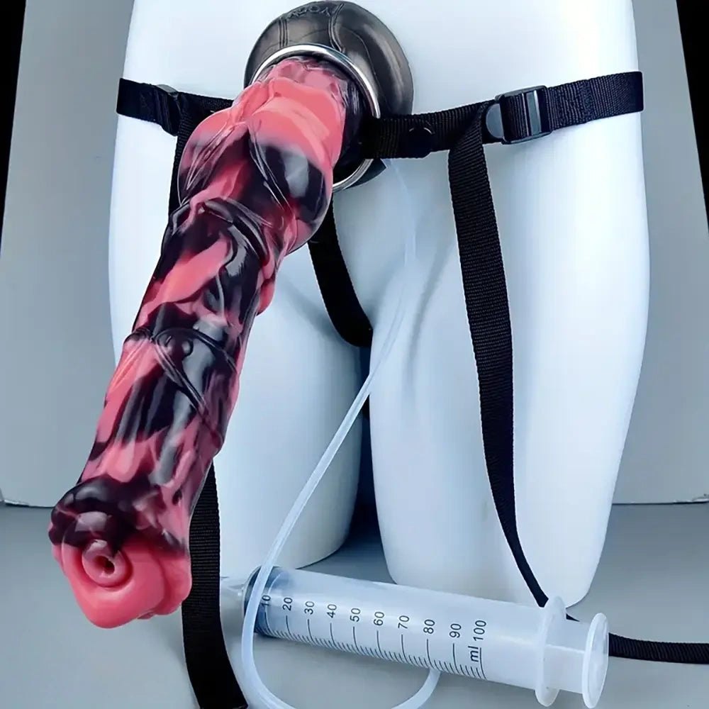 Pink and black knot strap-on dildo, photo 14