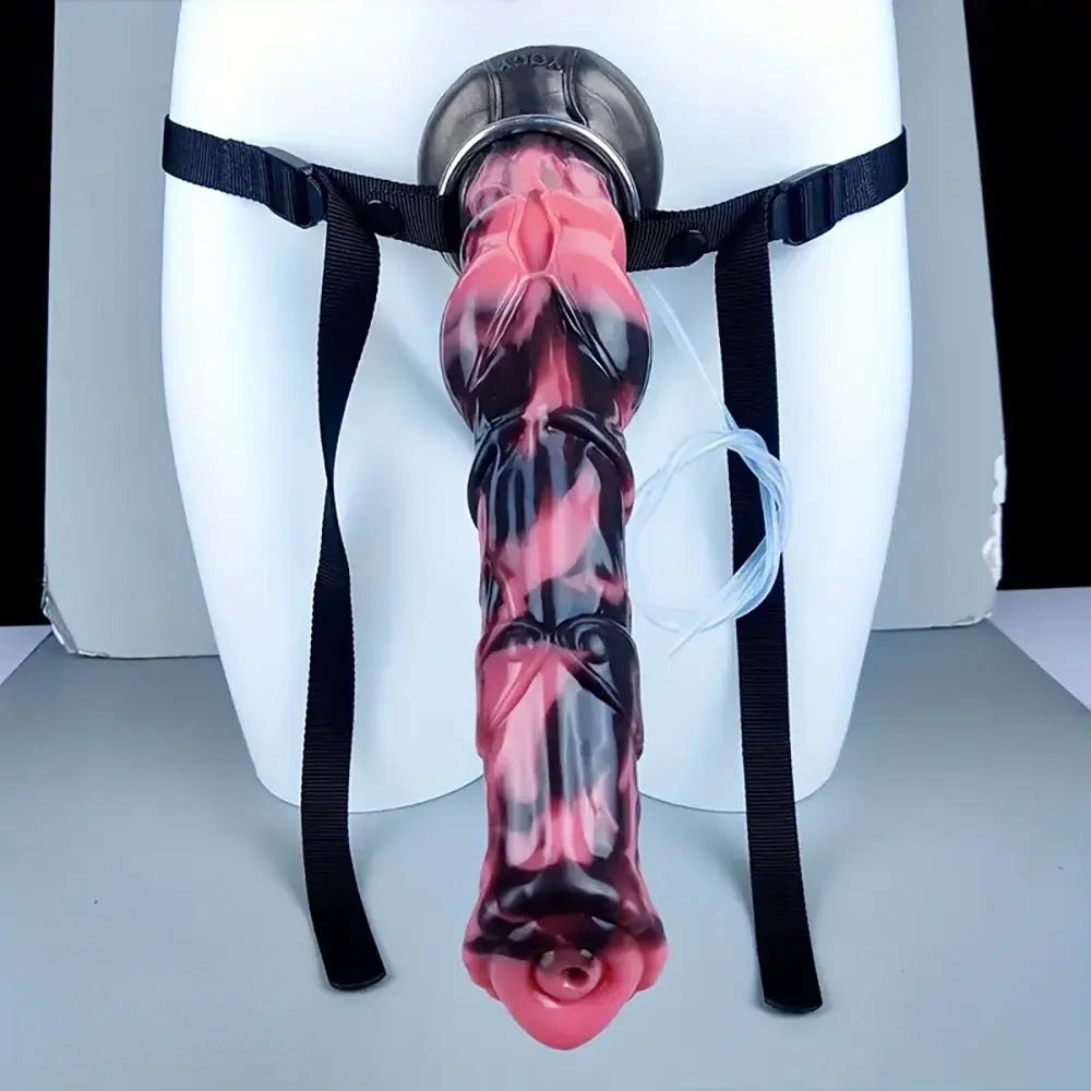 Pink and black knot strap-on dildo, photo 9