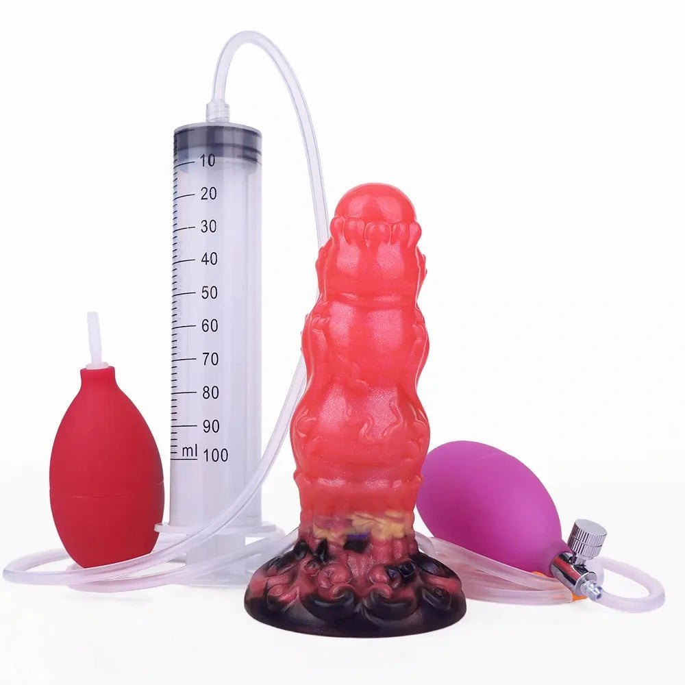 Red squirting monster silicone fantasy dildo, photo 1