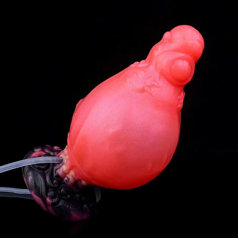 Red squirting monster silicone fantasy dildo, photo 11