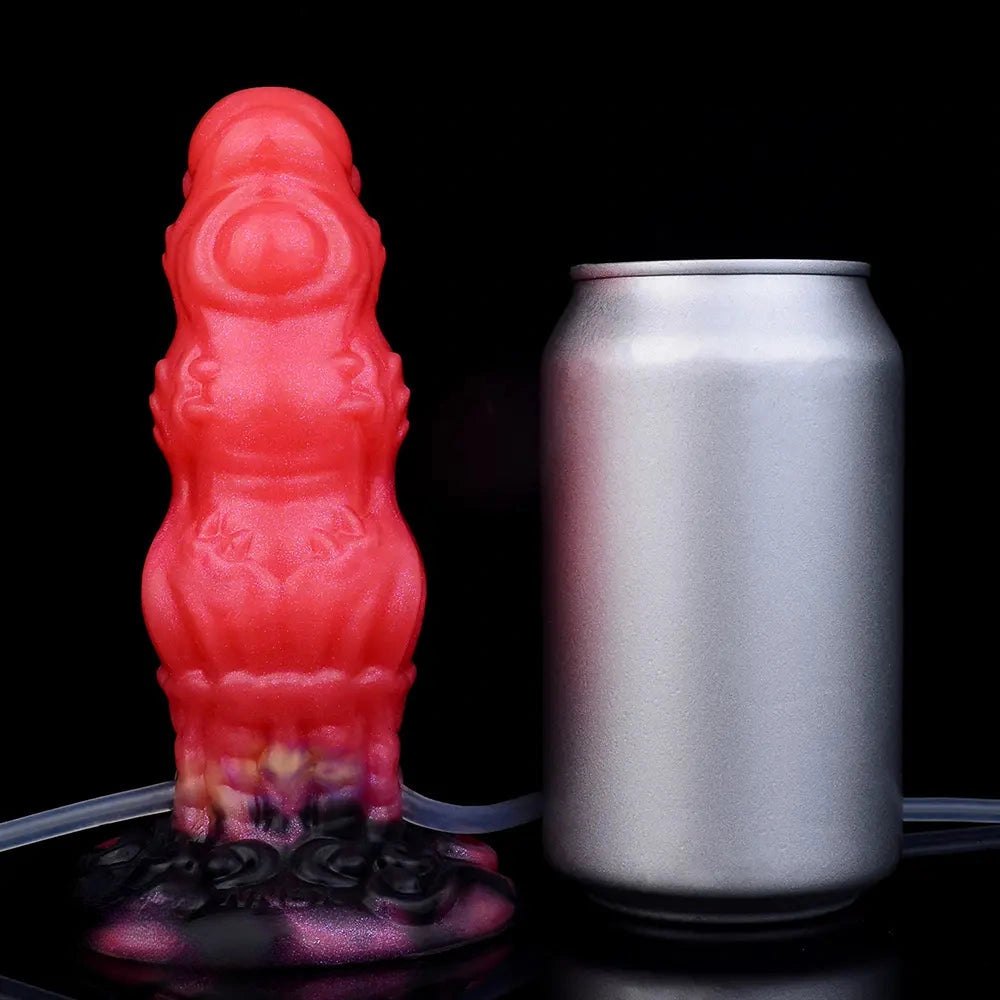 Red squirting monster silicone fantasy dildo, photo 13